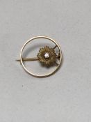 A 15ct gold diamond brooch, 3.4g.