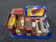 A tray of die cast vehicles,