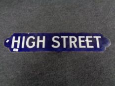 An enamelled sign 'High Street'