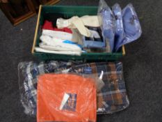 A crate of new and un-used clothing,