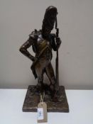 A fine quality Victorian bronze figure of a Napoleonic Grenadier,