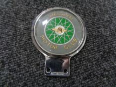 A vintage motor car badge - Welwyn motor club