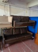 A 20th century Danish brown leather three seater settee with matching armchair