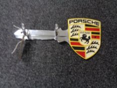 An aluminum Porsche key rack