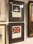 Two original painted Regimental and Kings Colours for the 9th Battalion Durham Light Infantry,
