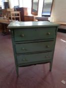 A painted 20th century pine chest, 66cm wide by 44cm deep by 81cm high.