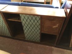 Two sets of 20th century walnut sliding glass door bookshelves
