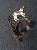A cast iron bell modelled as a springer spaniel