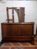 A late 19th century mahogany 5' bed frame with column supports