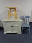 A painted oak double door cabinet,