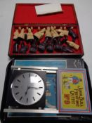 A tray of 20th century Euro Style battery operated mantel clock, a John Bull No.