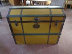 An early 20th century painted dome topped trunk