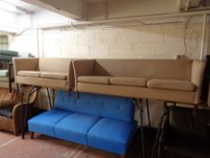 A mid 20th century three seater settee and two seater settee upholstered in beige fabric