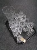 A tray of assorted glass ware, brandy glasses,