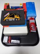 A Britains NC Power-Tilt Dump Trailer 314 1:32 scale, a Conrad MB Actros Titan CGS Johnson Wagon,