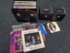 A case containing LP's, The Seekers, compilations, together with two cases of 45 singles,