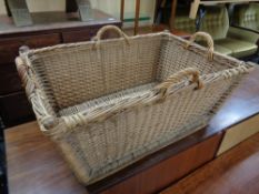 A wicker log basket