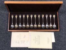 A set of twelve silver teaspoons issued by John Pinches for the Royal Society for the Protection of