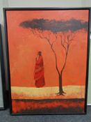 Continental school : A figure wearing a robe, oil on canvas, framed.