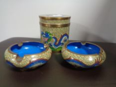 A cloisonne dragon design lidded pot,