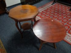 An Edwardian occasional table and one other