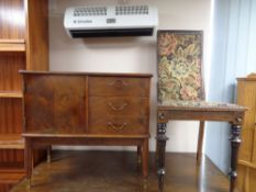 An early 20th century floral tapestry upholstered bedroom chair on tapered legs together with a mid
