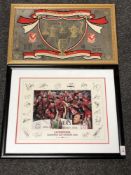 A framed Liverpool European Cup Winners print and a Liverpool F.C.