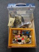 A crate containing a large quantity of fly making equipment