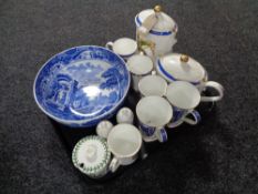 A tray of Ringtons mugs and caddies, Portmeirion preserve pot,