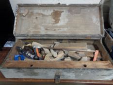A vintage joiner's tools box of hand tools,