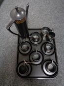 A tray of fifteen piece Portmeirion Stuart Williams Ellis designed coffee set
