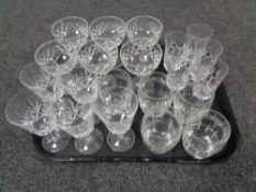 A tray of assorted drinking glasses