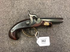 A reproduction percussion cap pocket pistol for display and reenactment CONDITION REPORT: