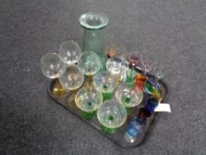 A tray of twentieth century two-tone glass,