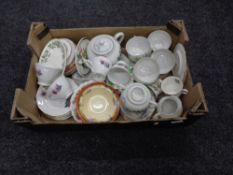 A box of various tea china, Continental part tea service,