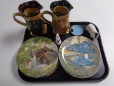 A tray of ten Wedgwood wind in the willows collector's plates, Beswick sheep figure,