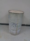A galvanized lidded drum, height 71.