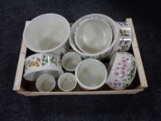 A box of Portmeirion, planters, bowls,