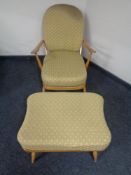 An Ercol solid elm Windsor bergere easy armchair, catalogue no.