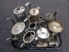 A tray of assorted plated wares,