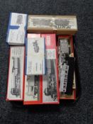 A tray of nine boxed metal castings, train modelling kits, Western precision castings,