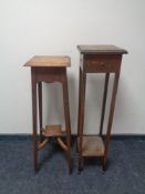 Two Edwardian oak plant stands