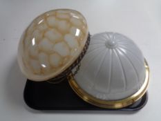 Two Art Deco glass light shades