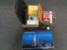 A boxed waterfall picture together with a further box containing Kodak brownie movie projector,