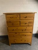 An Ikea pine seven drawer chest