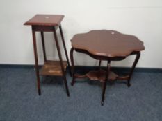A shaped Edwardian mahogany two tier occasional table,