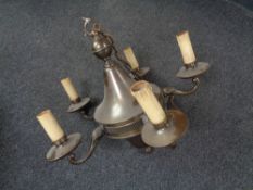 A twentieth century copper five way light fitting