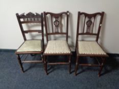 A pair of Edwardian mahogany bedroom chairs,