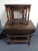 A nest of three oak tables,