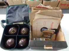 A box containing 78s, Flintstones,